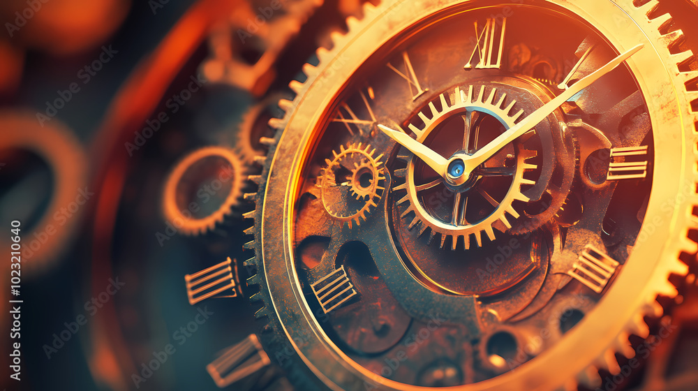 Fototapeta premium clock gear background and abstract . 3d, rendering, illustration