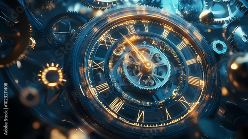 Wallpaper Mural clock gear background and abstract . 3d, rendering, illustration Torontodigital.ca