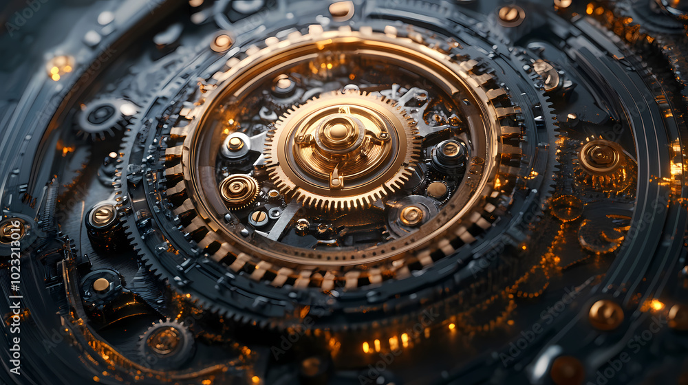 Obraz premium clock gear background and abstract . 3d, rendering, illustration