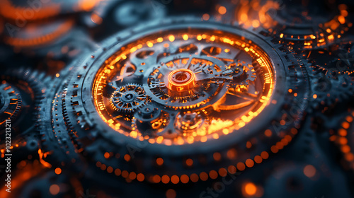 Wallpaper Mural clock gear background and abstract . 3d, rendering, illustration Torontodigital.ca