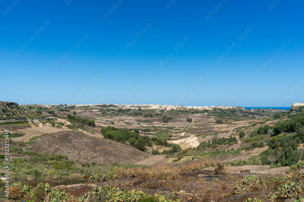 view from the hill in mediterranean landscape in Malta island view from the hill in mediterranean landscape in Malta island