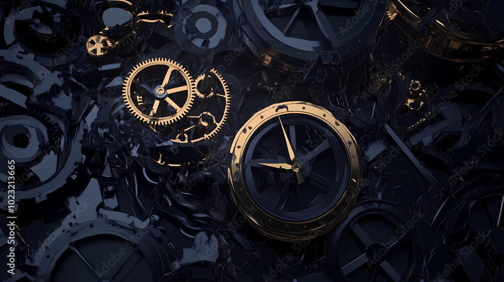 Naklejka premium clock gear background and abstract . 3d, rendering, illustration