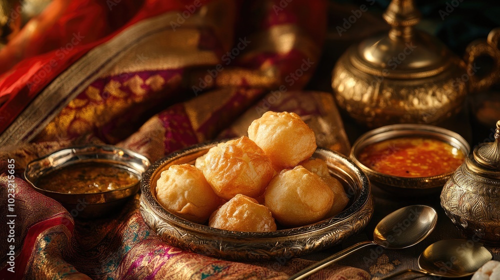 Traditional Pani Puri Served on Elegant Table Setting Traditional Pani Puri Served on Elegant Table Setting