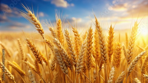 Ripe spikelets of wheat symbolizing wealth and success, agriculture, golden, fields, growth, harvest, crop, food, agriculture