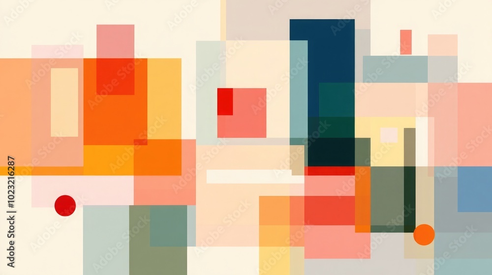 Colorful Abstract Geometric Blocks with Overlapping Shapes Colorful Abstract Geometric Blocks with Overlapping Shapes
