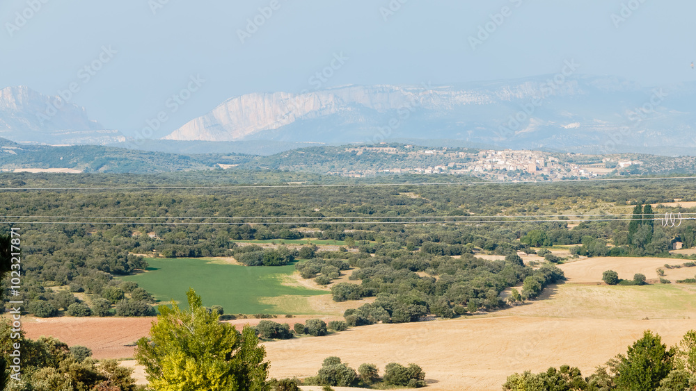 View of the province of Huesca, Spain with the Pyrenees mountains