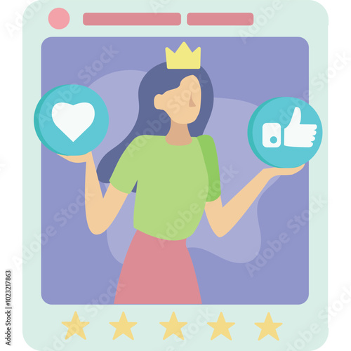Social media queen icon popular blogger vector