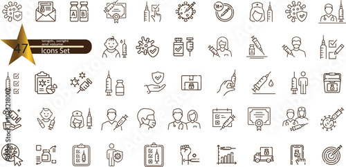 Icons set vaccine. Science and medicine concept.