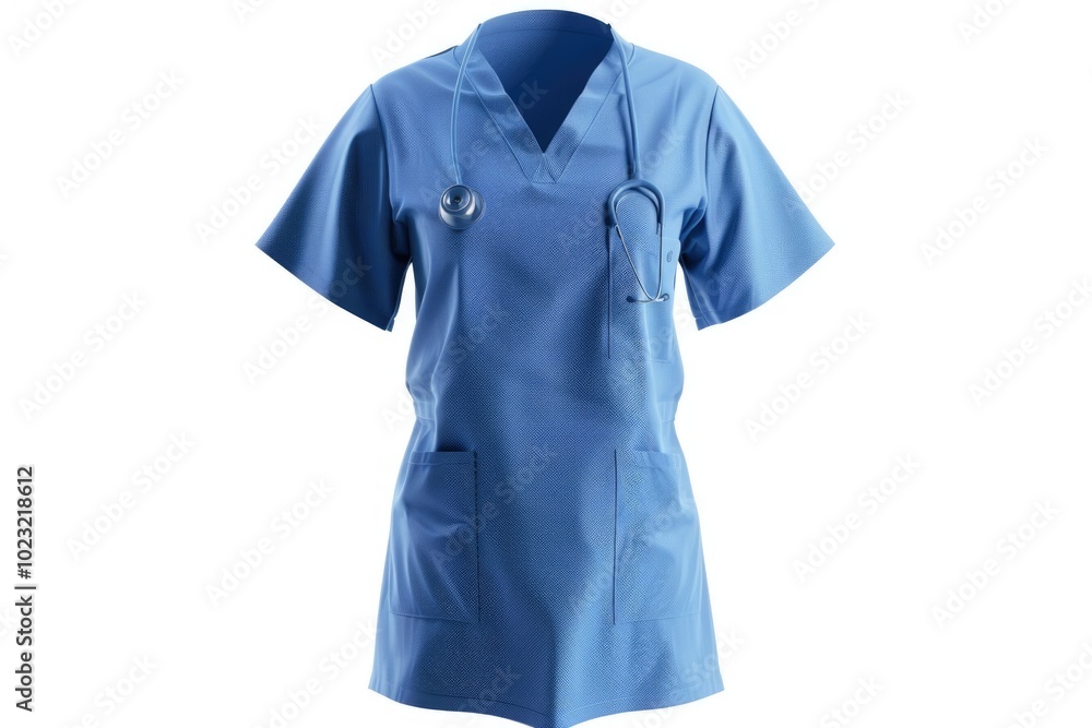 Blue short sleeved doctors gown on white background Blue short sleeved doctors gown on white background