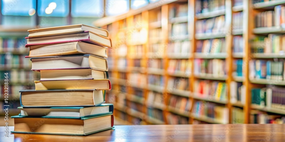 Close-up of stack of books at local library, a resource for families to gather and learn together , education, community Close-up of stack of books at local library, a resource for families to gather and learn together , education, community