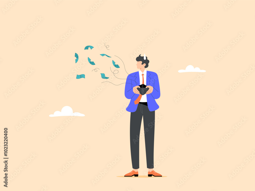 Businessman having financial problems with spending Businessman having financial problems with spending