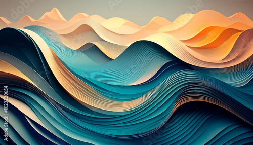 折り紙風の波の背景素材