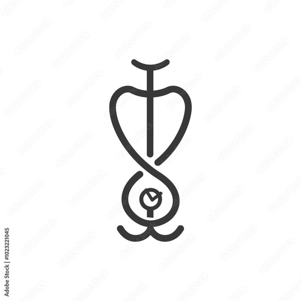 Stylized Snake with Checkmark Inside Circle Stylized Snake with Checkmark Inside Circle