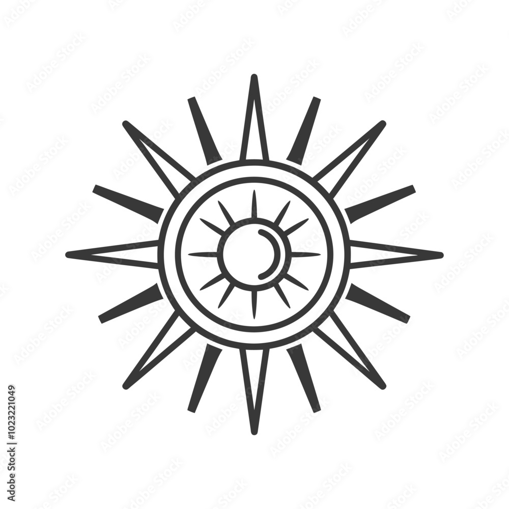 Stylized Sun with Circular Frame and Rays Stylized Sun with Circular Frame and Rays