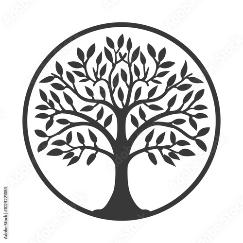 Stylized Tree Within a Circular Frame