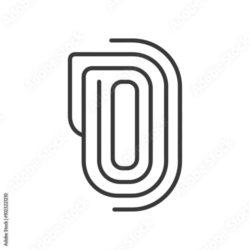 Stylized Outline of the Letter O with Additional Lines