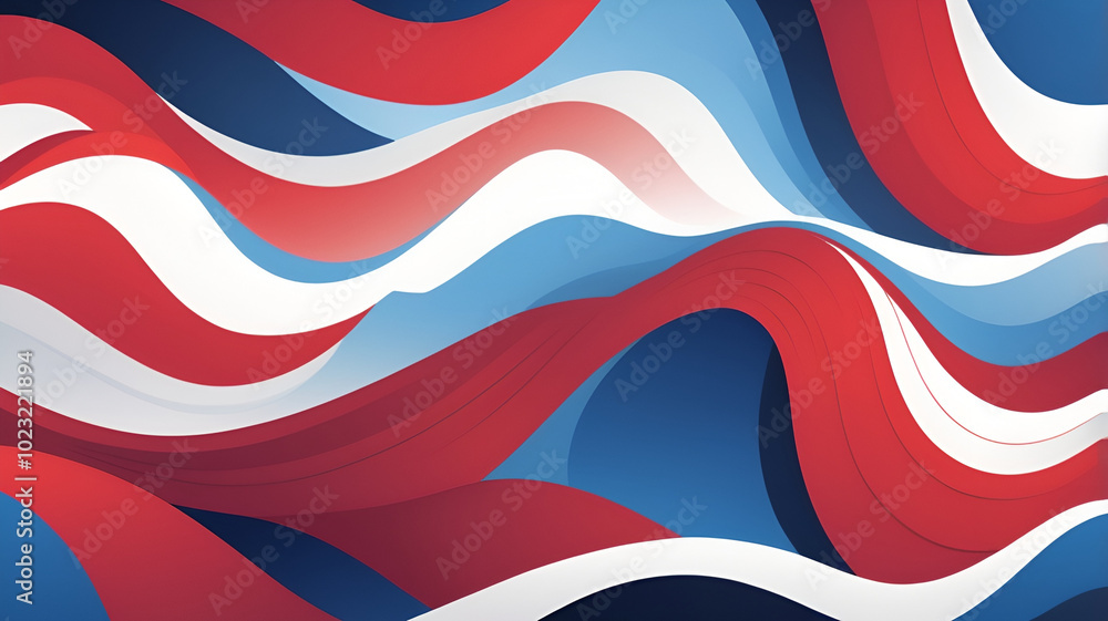 Obraz premium Wave Pattern with Red, Blue, and White Colors 3