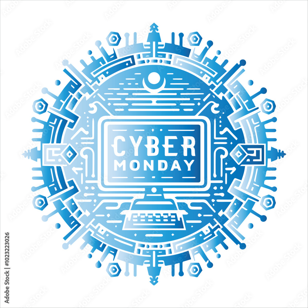 Cyber Monday Silhouette Vector Illustration in white background Cyber Monday Silhouette Vector Illustration in white background