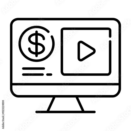 content monetization line icon.	