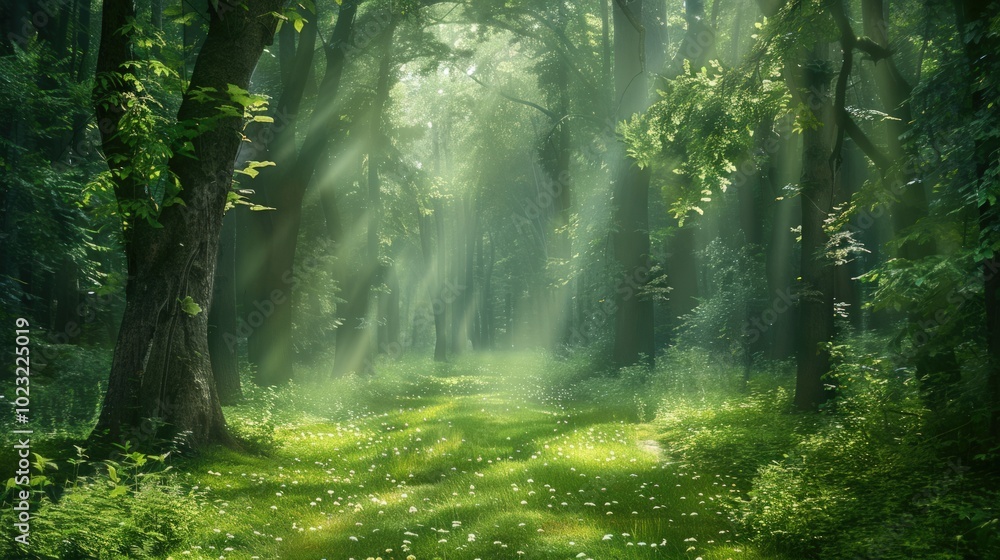 Obraz premium Sunbeams in the Forest