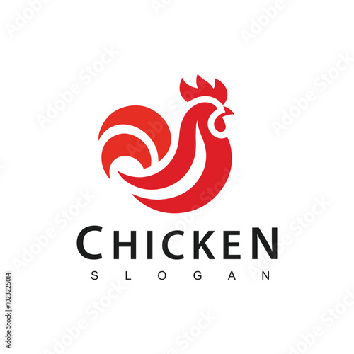 Chicken logo chicken symbol vector icon illustration, fast food restaurant and poultry icon