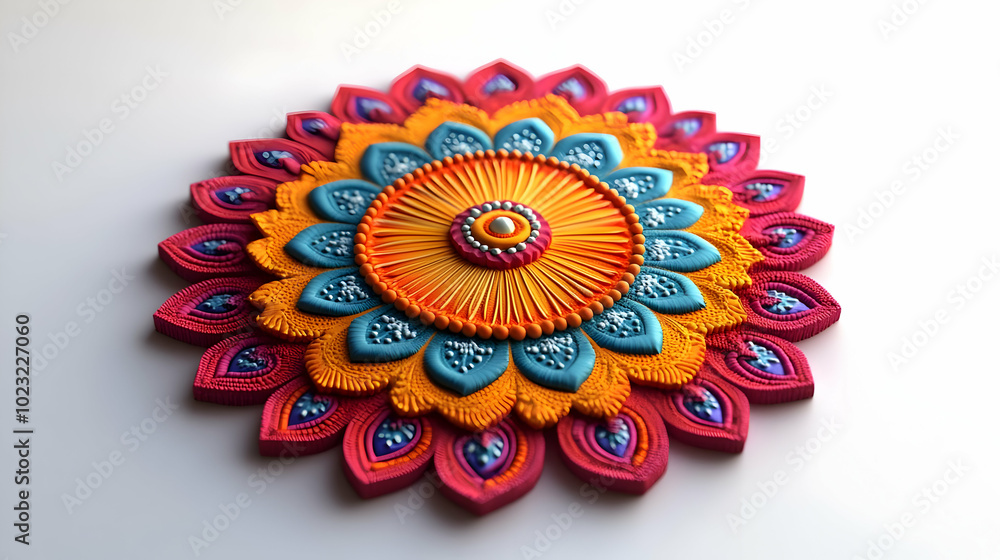 3D Icon of Colorful Rangoli and Joyful Sharad Purnima Text Isolated on White Background | Zoom Camera Movement into Festive Design Enhancing Celebration Mood 3D Icon of Colorful Rangoli and Joyful Sharad Purnima Text Isolated on White Background | Zoom Camera Movement into Festive Design Enhancing Celebration Mood