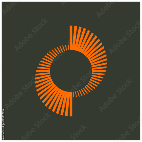 Sunlight Circular Rays Asymmetric Lines Solar Icon Symbol Logo for Tech Brand Kit Template
