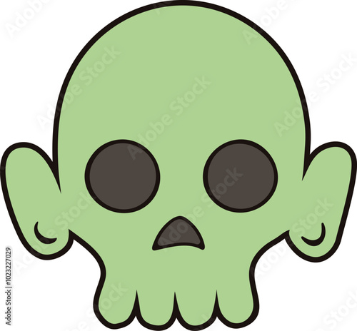 Skull with ears for halloween. Vector, flat design