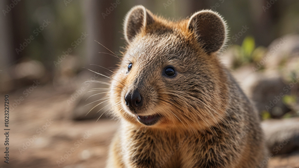 Portrait of a cute rodent quokka, a marsupial that is native to Australia Portrait of a cute rodent quokka, a marsupial that is native to Australia
