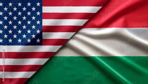 アメリカの国旗とハンガリーの国旗(America flag & Hungary flag.) 