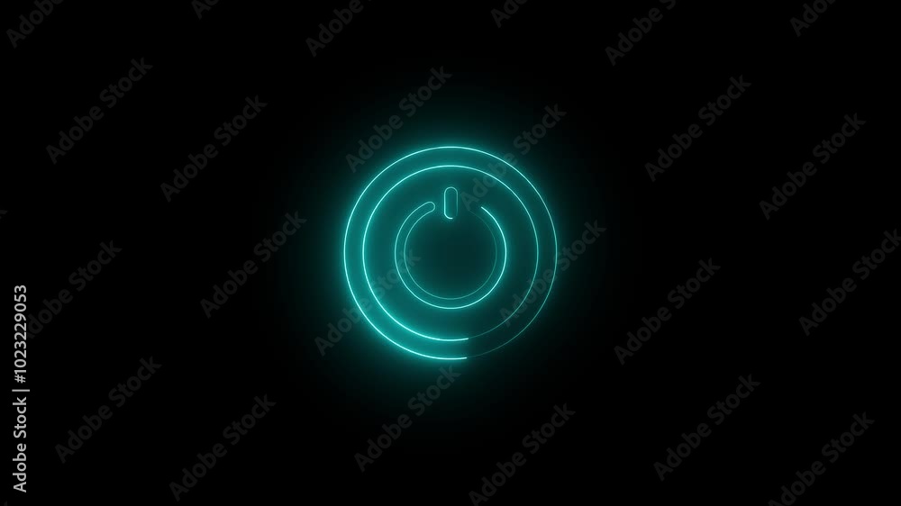 abstract neon power on-off icon animation on black background abstract neon power on-off icon animation on black background