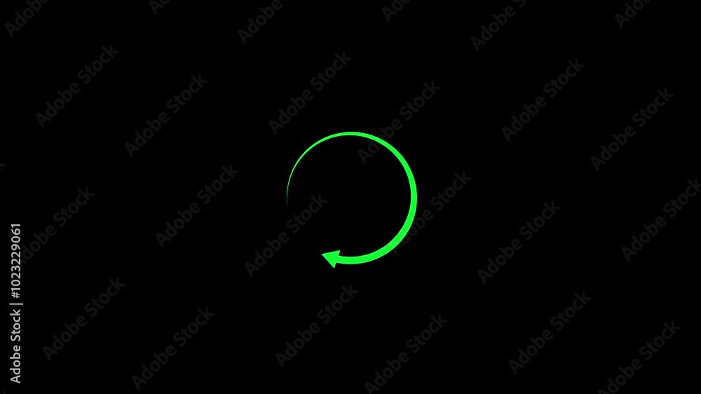 Abstract neon refresh icon looping animation on black background Abstract neon refresh icon looping animation on black background