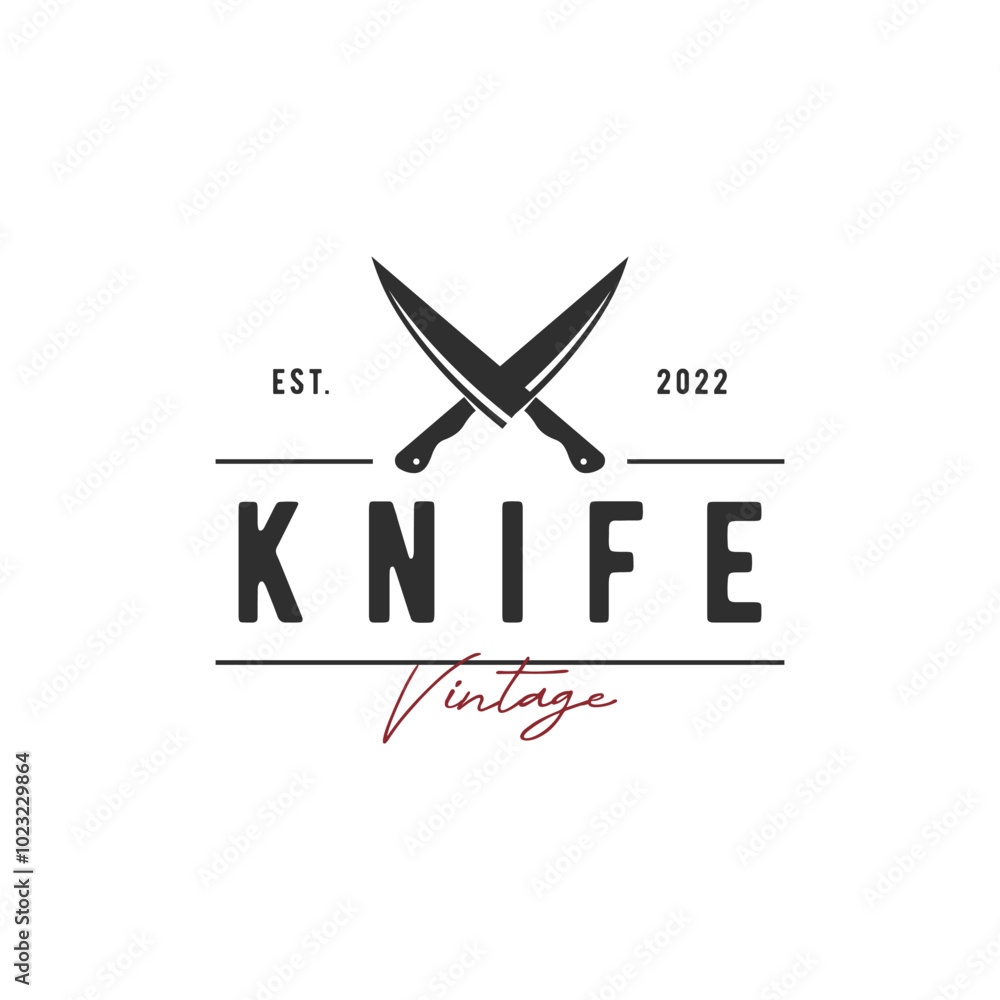 Knife logo template design with premium quality crossed retro vintage. Knife logo template design with premium quality crossed retro vintage.