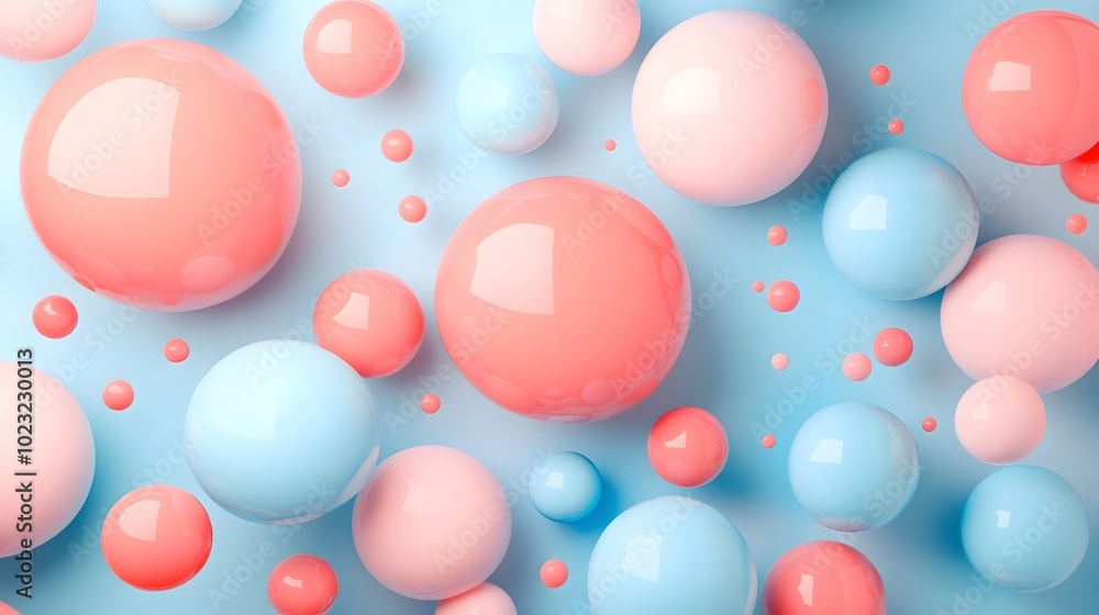 Geometric composition featuring pastel blue and pink backgrounds with floating spheres of various sizes in a minimalist design, showcasing a clean aesthetic through soft shadows and abstract concepts. Geometric composition featuring pastel blue and pink backgrounds with floating spheres of various sizes in a minimalist design, showcasing a clean aesthetic through soft shadows and abstract concepts.