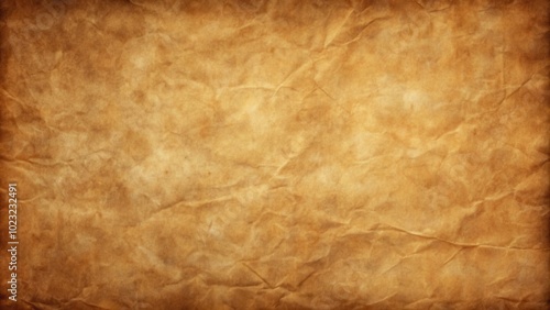 A textured background of crumpled and aged paper with subtle brown tones and uneven edges.