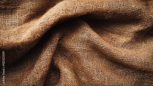 A rustic brown burlap fabric texture background with rough, visible fibers, creating an earthy, natural aesthetic for organic design themes.