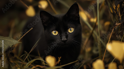 Black Cat Protection Day. a black cat. a pet photo