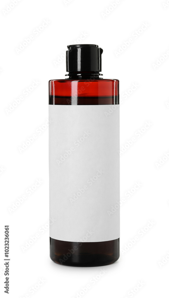 One blank bottle of shampoo isolated on white One blank bottle of shampoo isolated on white
