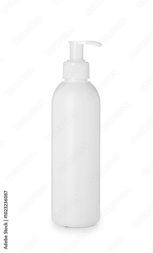 One blank bottle of shampoo isolated on white One blank bottle of shampoo isolated on white