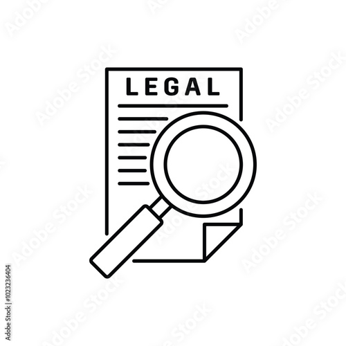 Legal Review line icon. linear style sign for mobile concept and web design. Magnifying glass over a document outline vector icon. Legal analysis symbol, logo illustration. Vector graphics