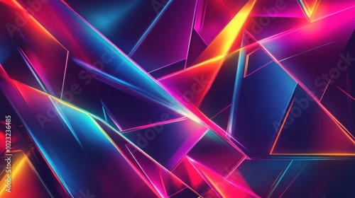 Abstract geometric pattern with bold neon colors and sharp angles, creating a futuristic and visually striking design.