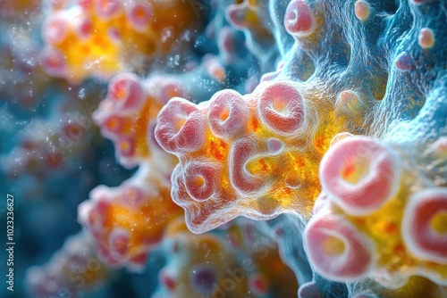 closeup illustration of a bacterium under a microscope showcasing intricate details of its structure emphasizing the world of microbiology and unseen life