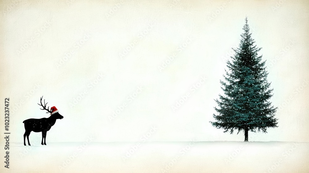 Christmas Reindeer and Tree Illustration Christmas Reindeer and Tree Illustration