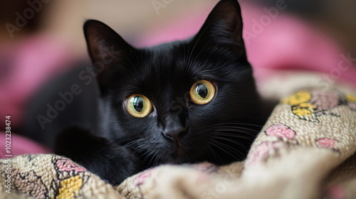 Black Cat Protection Day. a black cat. a pet photo