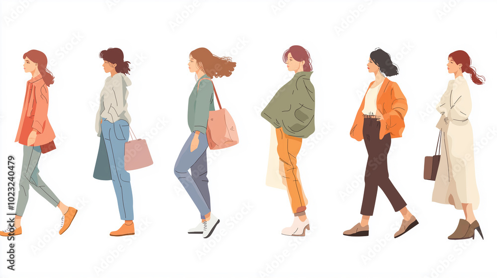 Obraz premium 様々な女性の上半身イラスト