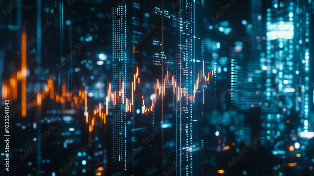 Abstract Futuristic Digital Interface with Data and Graph Abstract Futuristic Digital Interface with Data and Graph