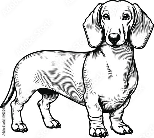 Line Art Dachshund Dog continuous line drawing vector illustration