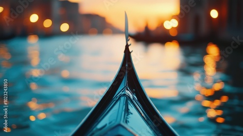 Gondola Ride Through the Canals of Romantic Venice at Sunset   Couple Enjoying a Peaceful and Scenic Evening Boat Tour in the Historic Italian City
