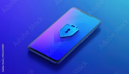 Smartphone with a shield and keyhole icon symbolizing mobile security.