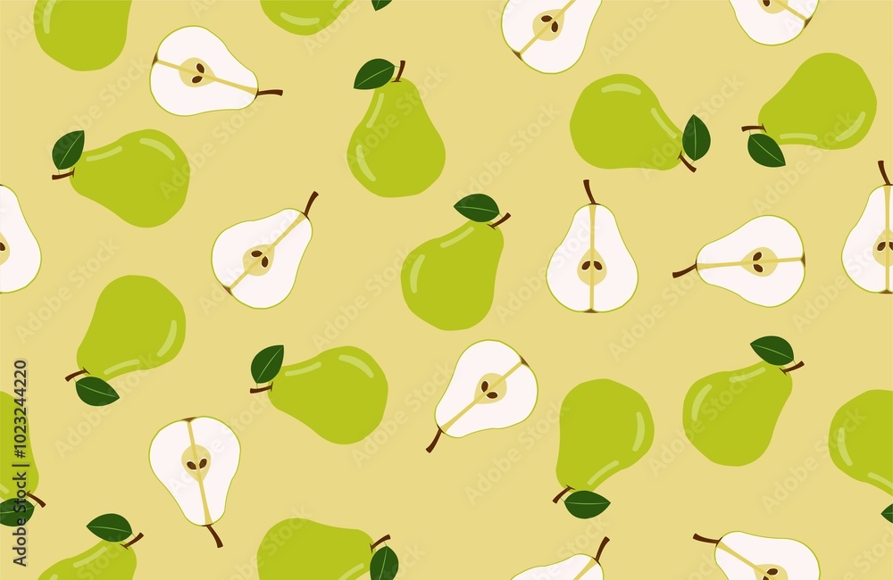 cream background with pear fruit seamless pattern cream background with pear fruit seamless pattern